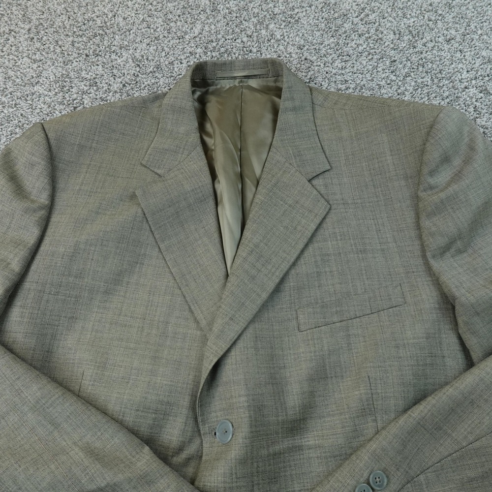 Mario Zegna Blazer Mens 44 Gray‎ Beige Wool Check Sport Coat Suit Jacket Italy